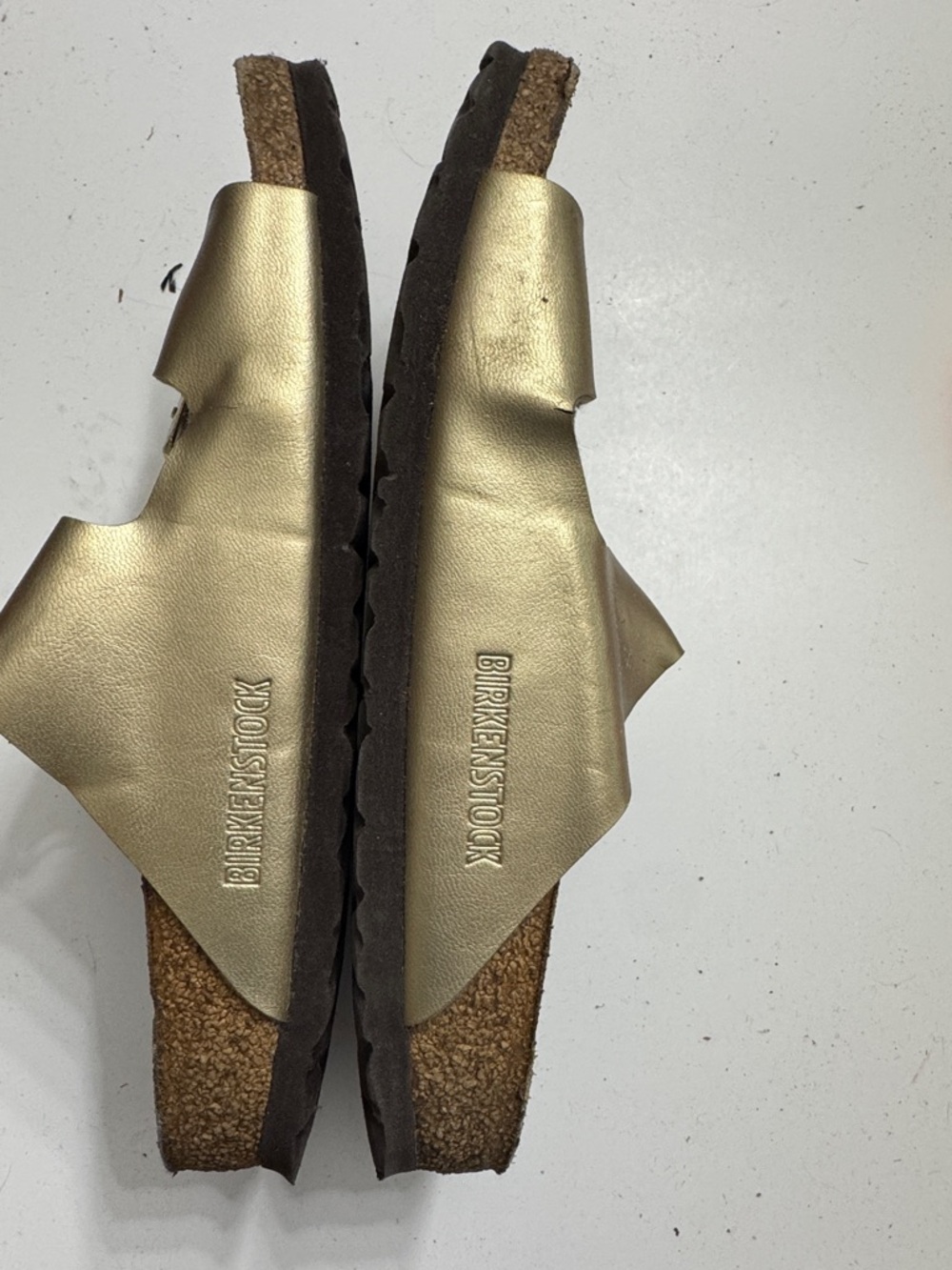 Birkenstock women Metallic Gold Double Buckle Slipper size 36 - Picture 3 of 4